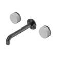 An image of Nero Tapware's Serenity Wall Basin Set 185mm Spout With Carrara Handle Gun Metal