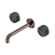 An image of Nero Tapware's Serenity Wall Basin Set 185mm Spout With Verde Alpi Handle Brushed Bronze