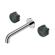 An image of Nero Tapware's Serenity Wall Basin Set 185mm Spout With Verde Alpi Handle Chrome