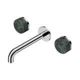 An image of Nero Tapware's Serenity Wall Basin Set 185mm Spout With Verde Alpi Handle Chrome