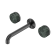 An image of Nero Tapware's Serenity Wall Basin Set 185mm Spout With Verde Alpi Handle Gun Metal