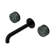 An image of Nero Tapware's Serenity Wall Basin Set 185mm Spout With Verde Alpi Handle Matt Black