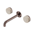 An image of Nero Tapware's Serenity Wall Basin Set 185mm Spout With Rome Travertine Handle Brushed Bronze