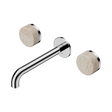 An image of Nero Tapware's Serenity Wall Basin Set 185mm Spout With Rome Travertine Handle Chrome
