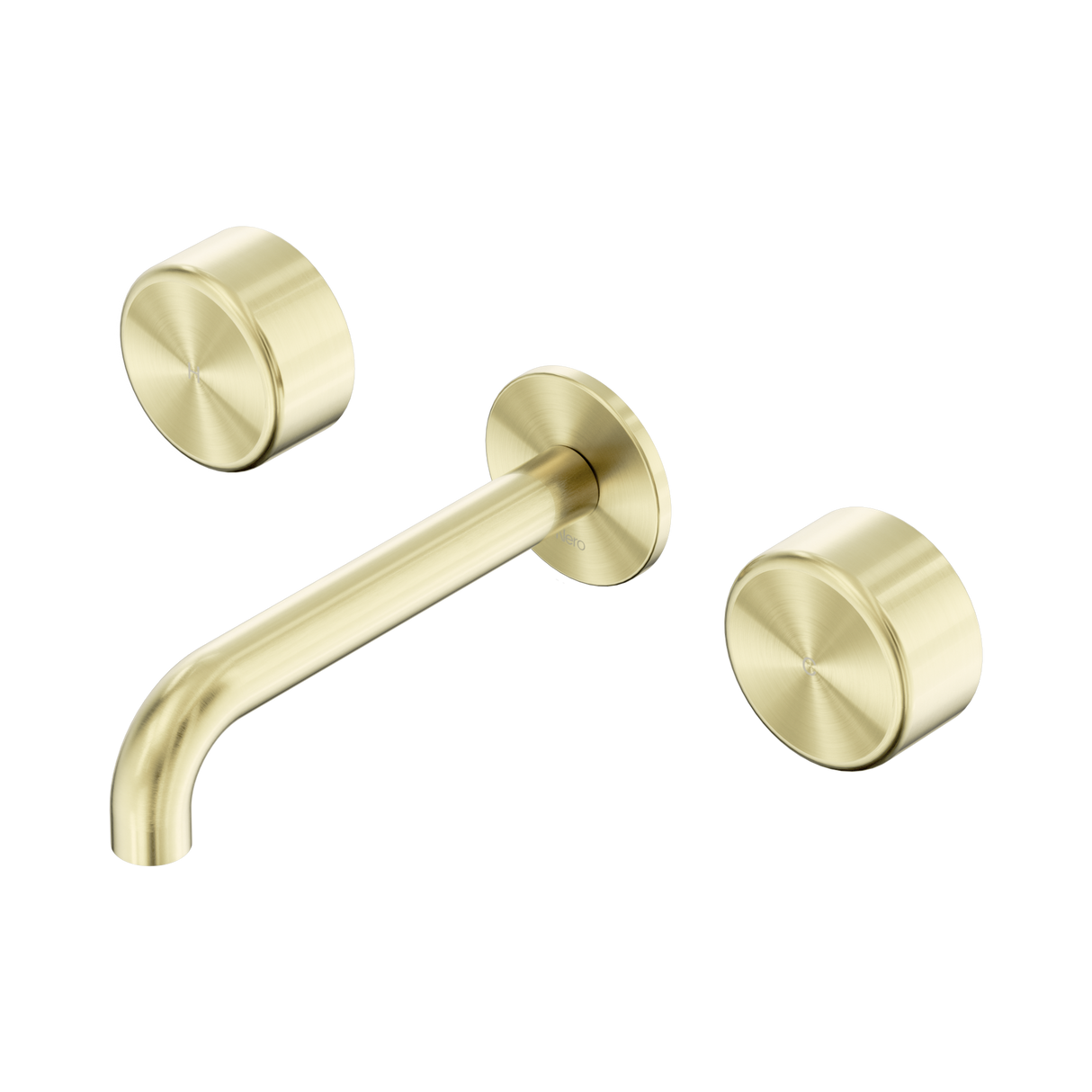 An image of Nero Tapware's Serenity Wall Basin Set 185mm Spout With Metal Handle Brushed Gold