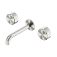 An image of Nero Tapware's Serenity Wall Basin Set 185mm Spout With Metal Handle Brushed Nickel