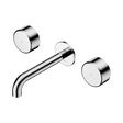 An image of Nero Tapware's Serenity Wall Basin Set 185mm Spout With Metal Handle Chrome