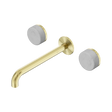 An image of Nero Tapware's Serenity Wall Basin Set 220mm Spout With Carrara Handle Brushed Gold