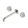 An image of Nero Tapware's Serenity Wall Basin Set 220mm Spout With Carrara Handle Brushed Nickel