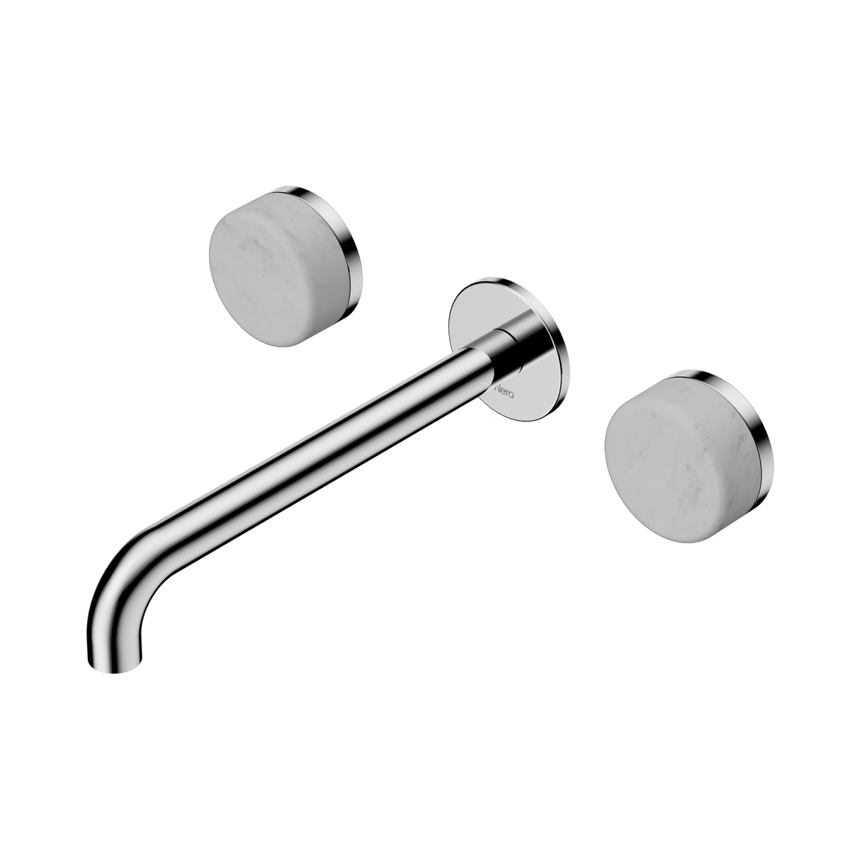 An image of Nero Tapware's Serenity Wall Basin Set 220mm Spout With Carrara Handle Chrome
