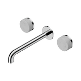 An image of Nero Tapware's Serenity Wall Basin Set 220mm Spout With Carrara Handle Chrome