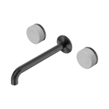 An image of Nero Tapware's Serenity Wall Basin Set 220mm Spout With Carrara Handle Gun Metal