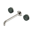 An image of Nero Tapware's Serenity Wall Basin Set 220mm Spout With Verde Alpi Handle Brushed Nickel