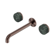 An image of Nero Tapware's Serenity Wall Basin Set 220mm Spout With Verde Alpi Handle Brushed Bronze