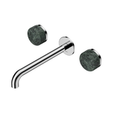 An image of Nero Tapware's Serenity Wall Basin Set 220mm Spout With Verde Alpi Handle Chrome