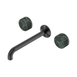 An image of Nero Tapware's Serenity Wall Basin Set 220mm Spout With Verde Alpi Handle Gun Metal
