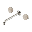 An image of Nero Tapware's Serenity Wall Basin Set 220mm Spout With Rome Travertine Handle Brushed Nickel