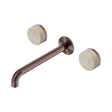 An image of Nero Tapware's Serenity Wall Basin Set 220mm Spout With Rome Travertine Handle Brushed Bronze