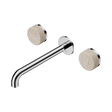 An image of Nero Tapware's Serenity Wall Basin Set 220mm Spout With Rome Travertine Handle Chrome