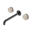 An image of Nero Tapware's Serenity Wall Basin Set 220mm Spout With Rome Travertine Handle Gun Metal