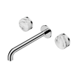 An image of Nero Tapware's Serenity Wall Basin Set 220mm Spout With Arabescato Corchia Handle Chrome