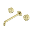 An image of Nero Tapware's Serenity Wall Basin Set 220mm Spout With Metal Handle Brushed Gold