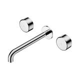 An image of Nero Tapware's Serenity Wall Basin Set 220mm Spout With Metal Handle Chrome