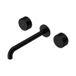 An image of Nero Tapware's Serenity Wall Basin Set 220mm Spout With Metal Handle Matt Black