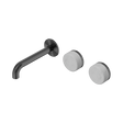 An image of Nero Tapware's Serenity Wall Basin Set 160mm Offset Spout With Carrara Handle Gun Metal