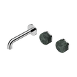 An image of Nero Tapware's Serenity Wall Basin Set 160mm Offset Spout With Verde Alpi Handle Chrome