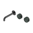 An image of Nero Tapware's Serenity Wall Basin Set 160mm Offset Spout With Verde Alpi Handle Gun Metal
