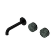 An image of Nero Tapware's Serenity Wall Basin Set 160mm Offset Spout With Verde Alpi Handle Matt Black