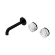 An image of Nero Tapware's Serenity Wall Basin Set 160mm Offset Spout With Arabescato Corchia Handle Matt Black