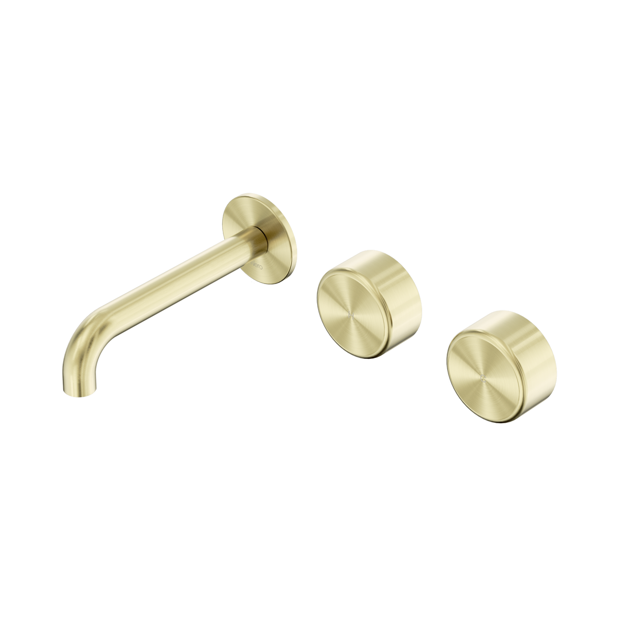An image of Nero Tapware's Serenity Wall Basin Set 160mm Offset Spout With Metal Handle Brushed Gold