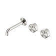 An image of Nero Tapware's Serenity Wall Basin Set 160mm Offset Spout With Metal Handle Brushed Nickel
