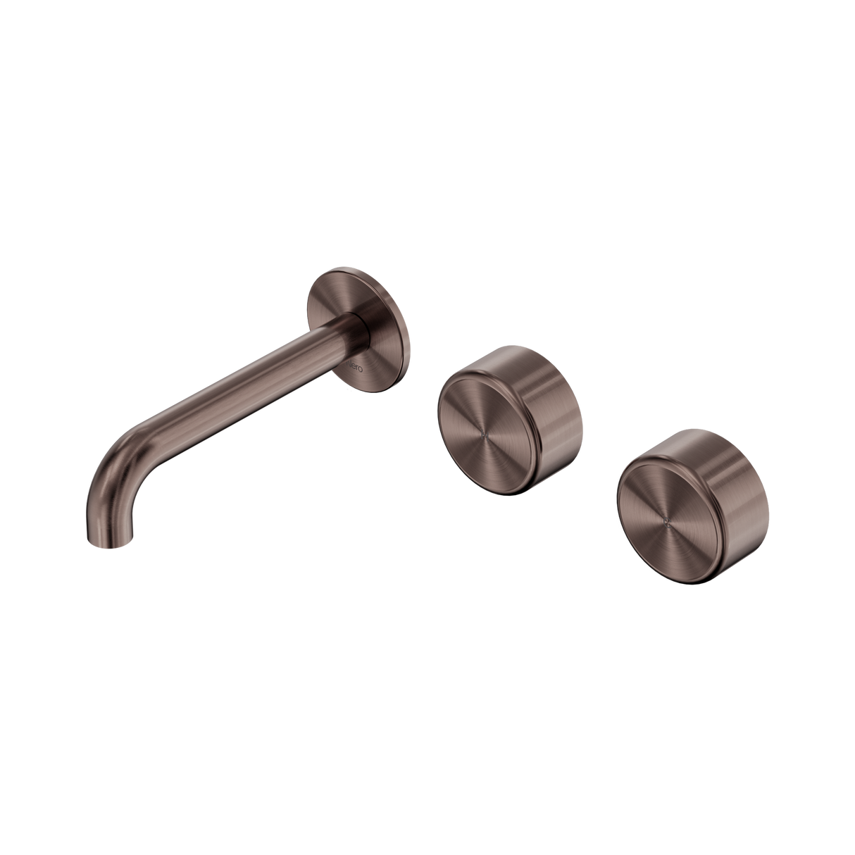 An image of Nero Tapware's Serenity Wall Basin Set 160mm Offset Spout With Metal Handle Brushed Bronze