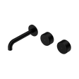 An image of Nero Tapware's Serenity Wall Basin Set 160mm Offset Spout With Metal Handle Matt Black