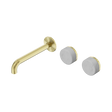 An image of Nero Tapware's Serenity Wall Basin Set 185mm Offset Spout With Carrara Handle Brushed Gold