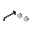 An image of Nero Tapware's Serenity Wall Basin Set 185mm Offset Spout With Carrara Handle Gun Metal