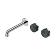An image of Nero Tapware's Serenity Wall Basin Set 185mm Offset Spout With Verde Alpi Handle Chrome