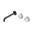 An image of Nero Tapware's Serenity Wall Basin Set 185mm Offset Spout With Arabescato Corchia Handle Gun Metal