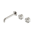 An image of Nero Tapware's Serenity Wall Basin Set 185mm Offset Spout With Metal Handle Brushed Nickel