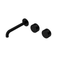 An image of Nero Tapware's Serenity Wall Basin Set 185mm Offset Spout With Metal Handle Matt Black