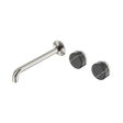 An image of Nero Tapware's Serenity Wall Basin Set 220mm Offset Spout With Carrara Handle Brushed Nickel