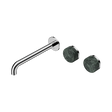 An image of Nero Tapware's Serenity Wall Basin Set 220mm Offset Spout With Verde Alpi Handle Chrome
