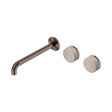 An image of Nero Tapware's Serenity Wall Basin Set 220mm Offset Spout With Rome Travertine Handle Brushed Bronze