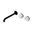 An image of Nero Tapware's Serenity Wall Basin Set 220mm Offset Spout With Arabescato Corchia Handle Matt Black