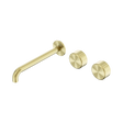 An image of Nero Tapware's Serenity Wall Basin Set 220mm Offset Spout With Metal Handle Brushed Gold