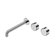 An image of Nero Tapware's Serenity Wall Basin Set 220mm Offset Spout With Metal Handle Chrome
