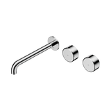 An image of Nero Tapware's Serenity Wall Basin Set 220mm Offset Spout With Metal Handle Chrome
